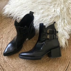 Zara Buckle Pointed Toe Boots